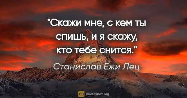 Станислав Ежи Лец цитата: "Скажи мне, с кем ты спишь, и я скажу, кто тебе снится."