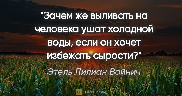 Этель Лилиан Войнич цитата: "Зачем же выливать на человека ушат холодной воды, если он..."