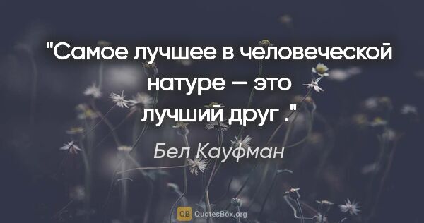 Бел Кауфман цитата: "Самое лучшее в человеческой натуре — это лучший друг ."