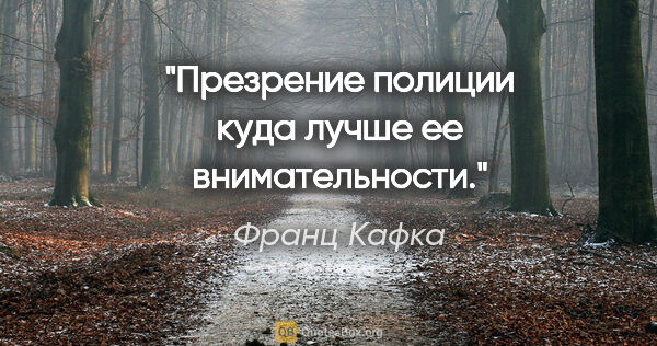 Франц Кафка цитата: "Презрение полиции куда лучше ее внимательности."