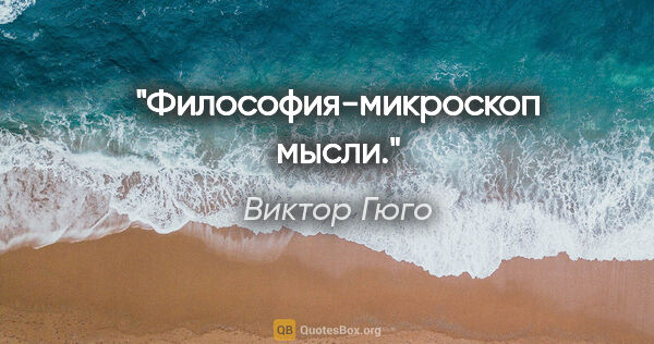 Виктор Гюго цитата: "Философия-микроскоп мысли."