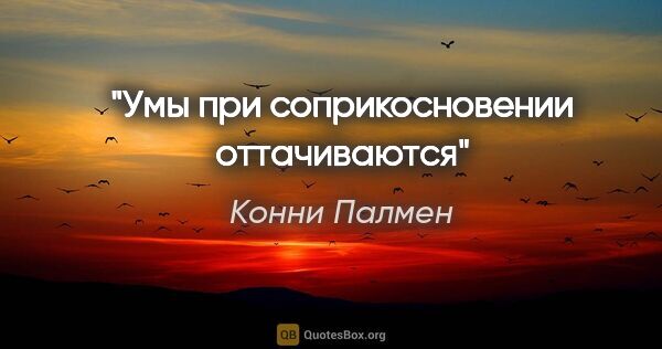 Конни Палмен цитата: "Умы при соприкосновении оттачиваются"