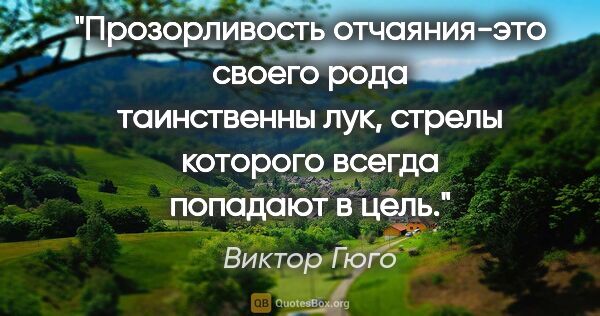 Виктор Гюго цитата: "Прозорливость отчаяния-это своего рода таинственны лук, стрелы..."