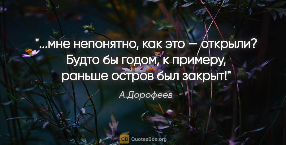 А.Дорофеев цитата: "мне непонятно, как это — «открыли»? Будто бы годом, к примеру,..."