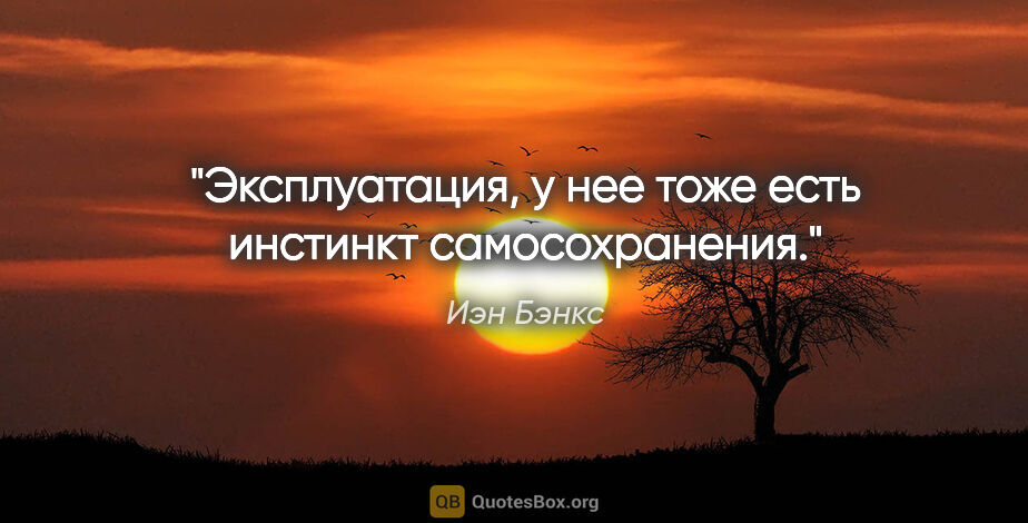 Иэн Бэнкс цитата: "Эксплуатация, у нее тоже есть инстинкт самосохранения."