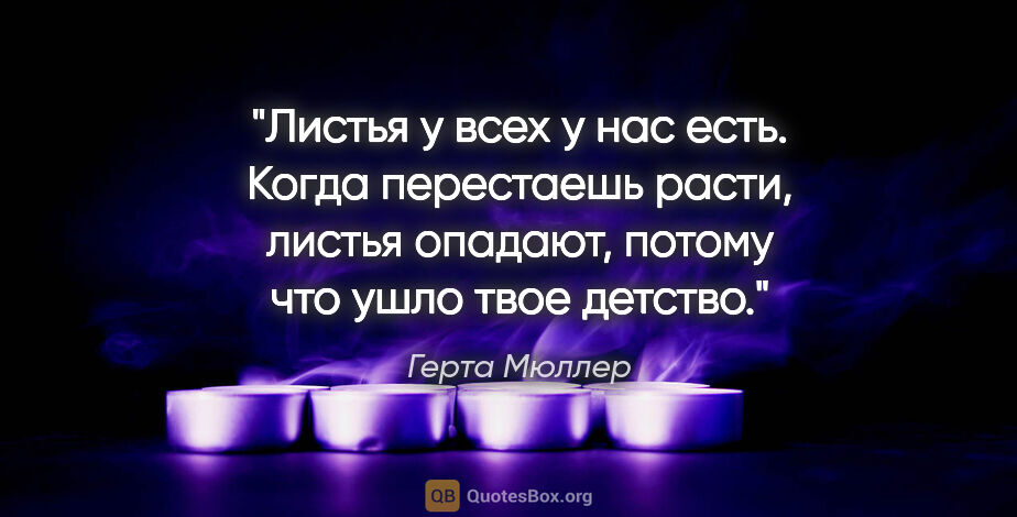 Герта Мюллер цитата: "Листья у всех у нас есть. Когда перестаешь расти, листья..."