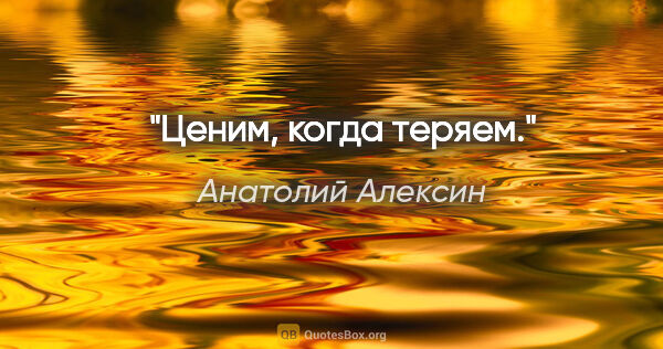 Анатолий Алексин цитата: "Ценим, когда теряем."