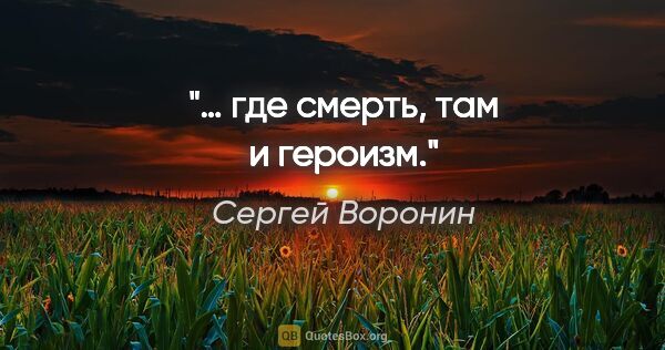 Сергей Воронин цитата: "… где смерть, там и героизм."