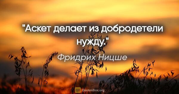 Фридрих Ницше цитата: "Аскет делает из добродетели нужду."