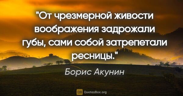 Борис Акунин цитата: "От чрезмерной живости воображения задрожали губы, сами собой..."