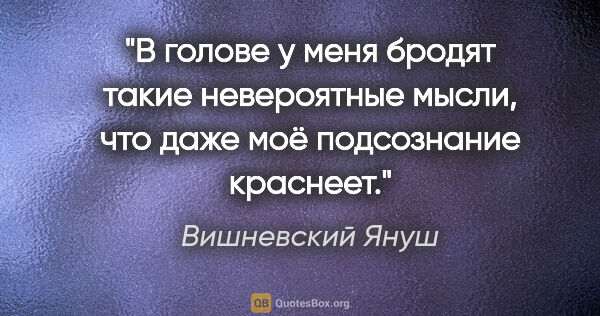 Вишневский Януш цитата: "В голове у меня бродят такие невероятные мысли, что даже моё..."