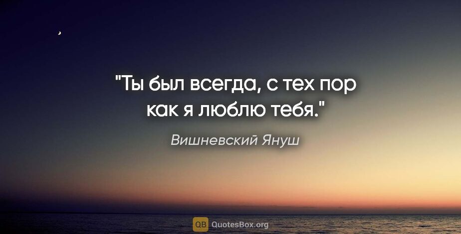 Вишневский Януш цитата: "Ты был всегда, с тех пор как я люблю тебя."