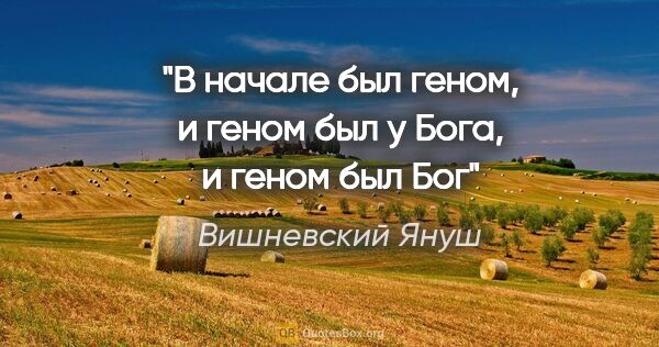 Вишневский Януш цитата: "В начале был геном, и геном был у Бога, и геном был Бог"