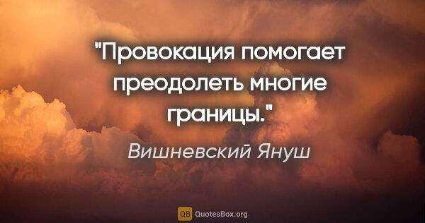 Вишневский Януш цитата: "Провокация помогает преодолеть многие границы."