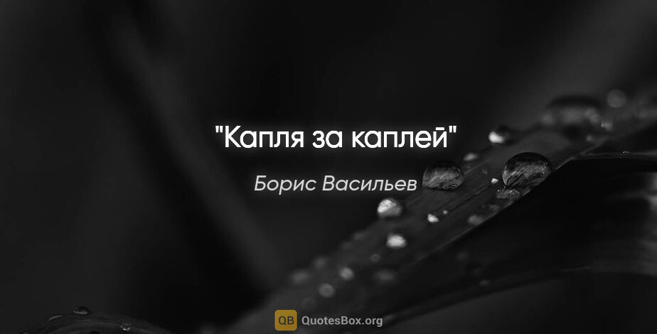 Борис Васильев цитата: ""Капля за каплей""