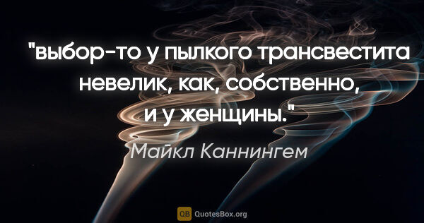 Майкл Каннингем цитата: "выбор-то у пылкого трансвестита невелик, как, собственно, и у..."