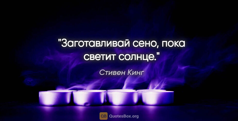 Стивен Кинг цитата: "Заготавливай сено, пока светит солнце."