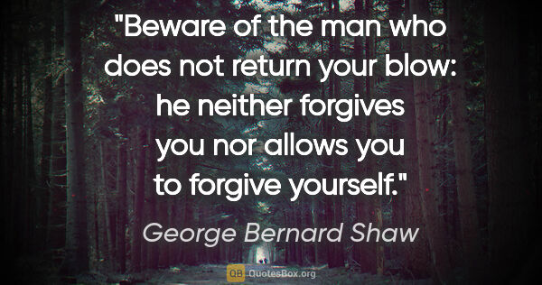 George Bernard Shaw quote: "Beware of the man who does not return your blow: he neither..."