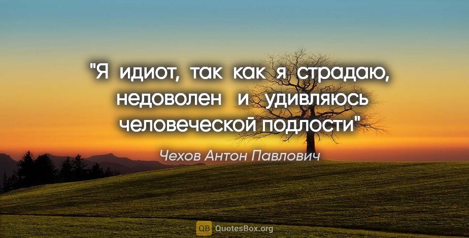 Чехов Антон Павлович цитата: "Я  идиот,  так  как  я  страдаю,  недоволен   и   удивляюсь..."