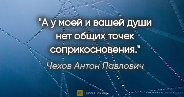 Чехов Антон Павлович цитата: "А у моей и вашей души нет общих точек соприкосновения."