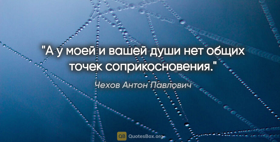 Чехов Антон Павлович цитата: "А у моей и вашей души нет общих точек соприкосновения."