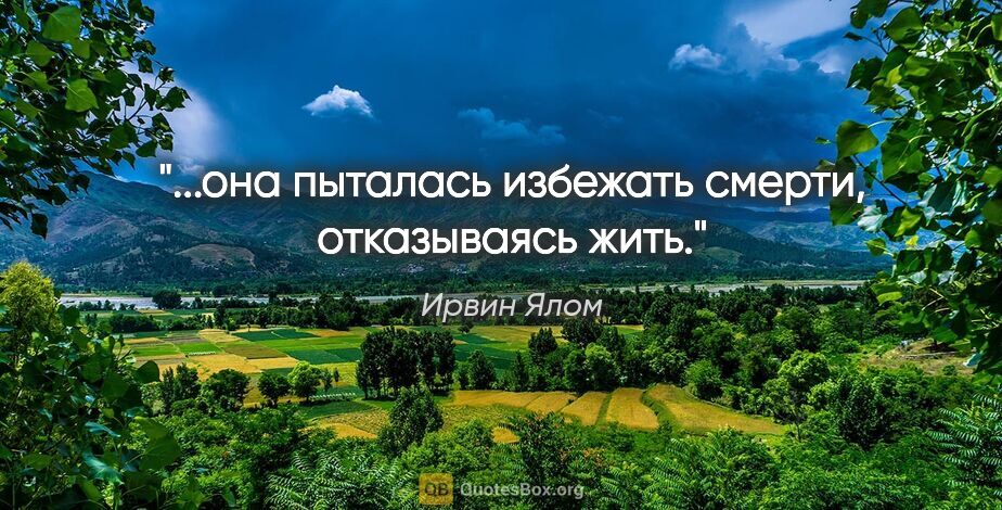 Ирвин Ялом цитата: "...она пыталась избежать смерти, отказываясь жить."