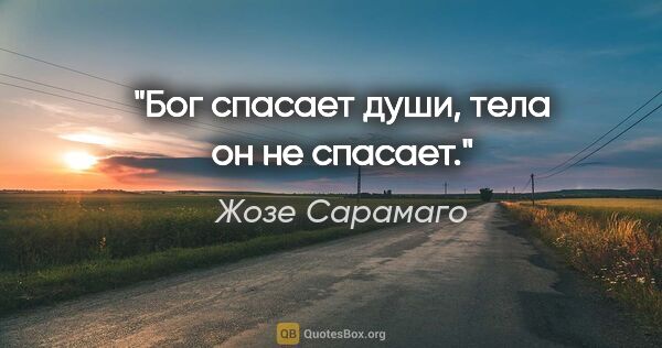 Жозе Сарамаго цитата: "Бог спасает души, тела он не спасает."