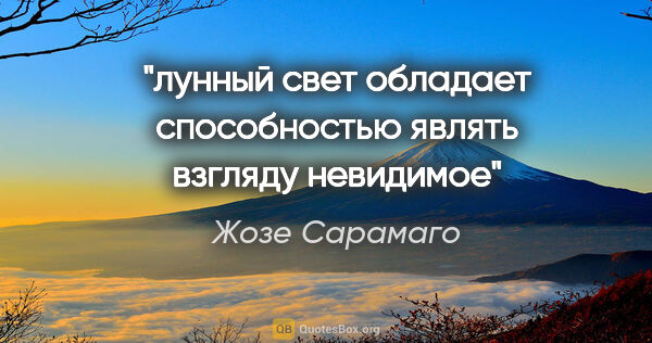 Жозе Сарамаго цитата: "лунный свет обладает способностью являть взгляду невидимое"