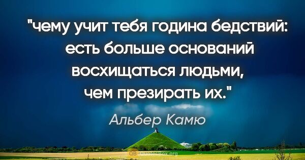 Альбер Камю цитата: "чему учит тебя година бедствий:  есть больше оснований..."