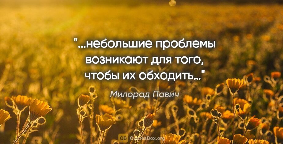 Милорад Павич цитата: "...небольшие проблемы возникают для того, чтобы их обходить…"