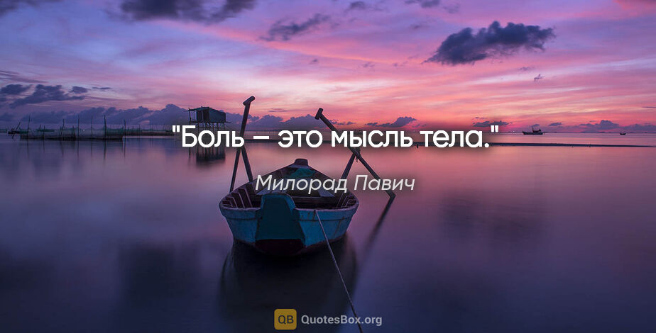 Милорад Павич цитата: "Боль – это мысль тела."