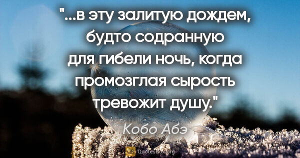 Кобо Абэ цитата: "в эту залитую дождем, будто содранную для гибели ночь, когда..."