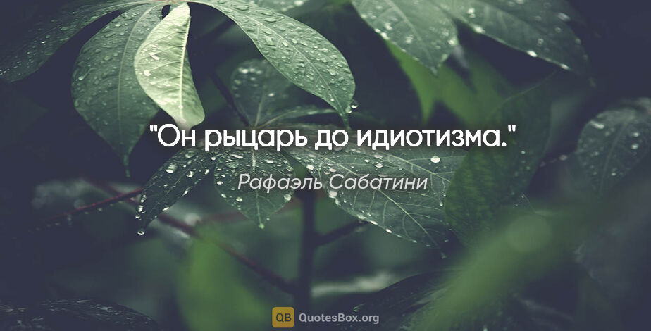 Рафаэль Сабатини цитата: "Он рыцарь до идиотизма."