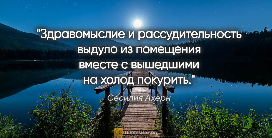 Сесилия Ахерн цитата: "Здравомыслие и рассудительность выдуло из помещения вместе с..."