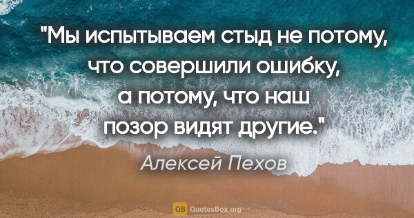 Алексей Пехов цитата: "Мы испытываем стыд не потому, что совершили ошибку, а потому,..."