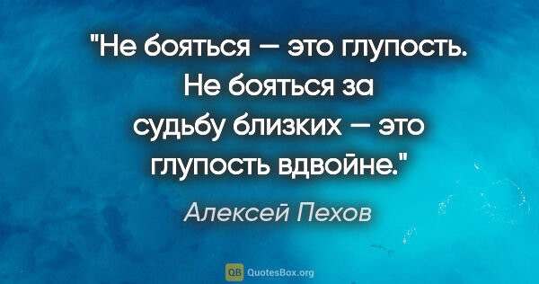 Алексей Пехов цитата: "Не бояться — это глупость. Не бояться за судьбу близких — это..."