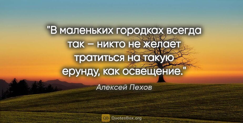 Алексей Пехов цитата: "В маленьких городках всегда так – никто не желает тратиться на..."