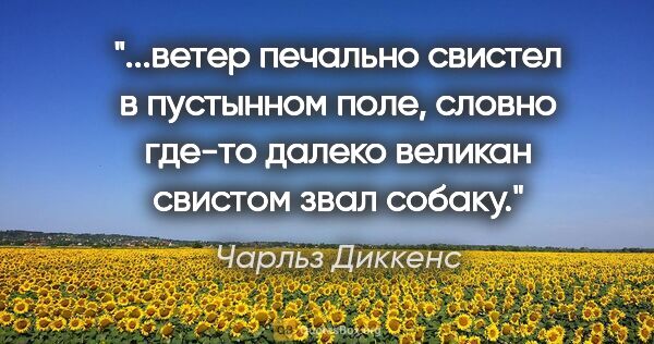 Чарльз Диккенс цитата: "ветер печально свистел в пустынном поле, словно где-то далеко..."