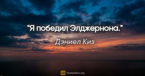 Дэниел Киз цитата: "Я победил Элджернона."