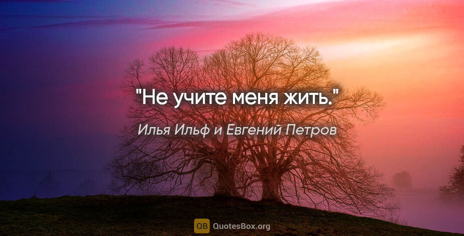 Илья Ильф и Евгений Петров цитата: "Не учите меня жить."