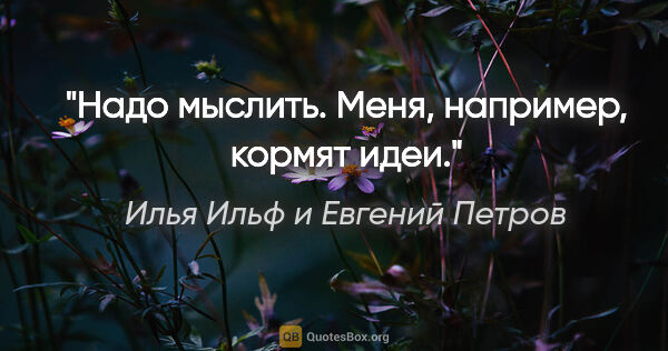 Илья Ильф и Евгений Петров цитата: "Надо мыслить. Меня, например, кормят идеи."
