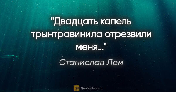 Станислав Лем цитата: "Двадцать капель трынтравинила отрезвили меня…"