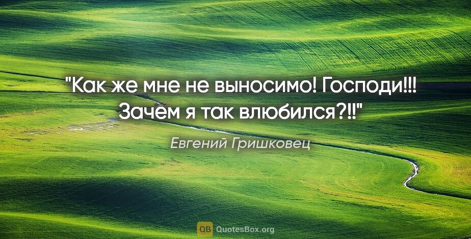 Евгений Гришковец цитата: "«Как же мне не выносимо! Господи!!! Зачем я так влюбился?!!»"