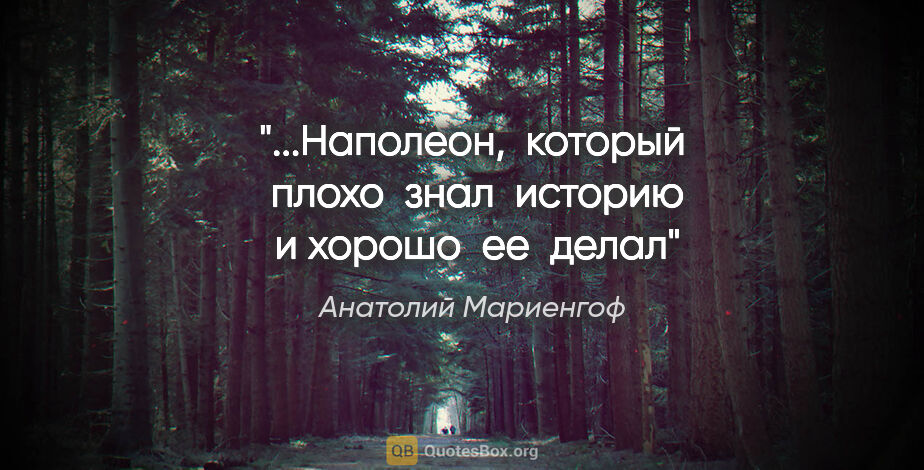 Анатолий Мариенгоф цитата: "...Hаполеон,  котоpый  плохо  знал  истоpию  и хоpошо  ее  делал""