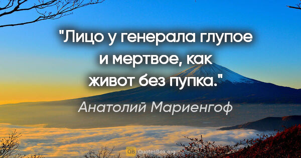 Анатолий Мариенгоф цитата: "Лицо у генерала глупое и мертвое, как живот без пупка."