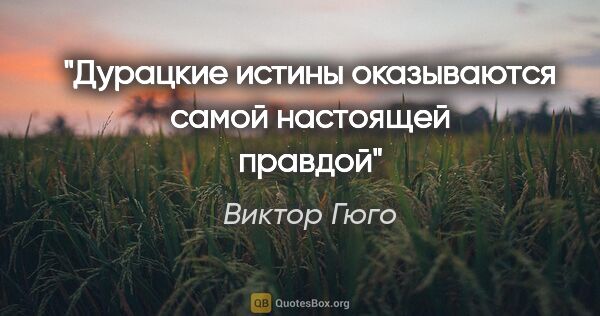 Виктор Гюго цитата: "Дурацкие истины оказываются самой настоящей правдой"