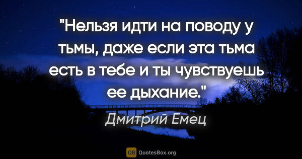 Дмитрий Емец цитата: "Нельзя идти на поводу у тьмы, даже если эта тьма есть в тебе и..."