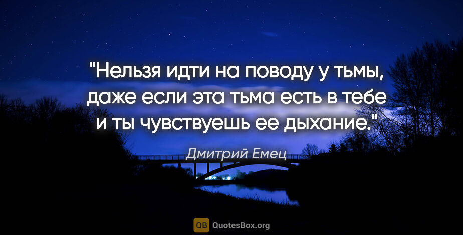 Дмитрий Емец цитата: "Нельзя идти на поводу у тьмы, даже если эта тьма есть в тебе и..."