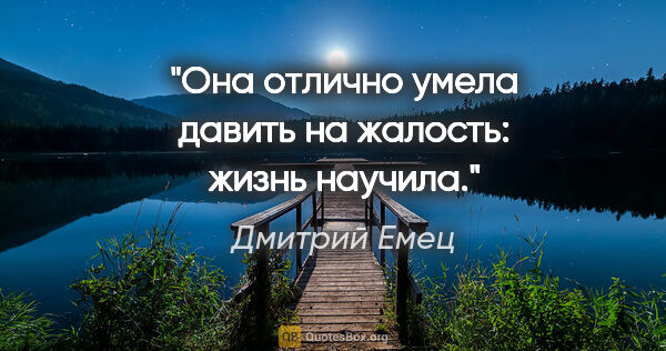 Дмитрий Емец цитата: "Она отлично умела давить на жалость: жизнь научила."