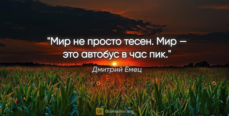 Дмитрий Емец цитата: "Мир не просто тесен. Мир — это автобус в час пик."